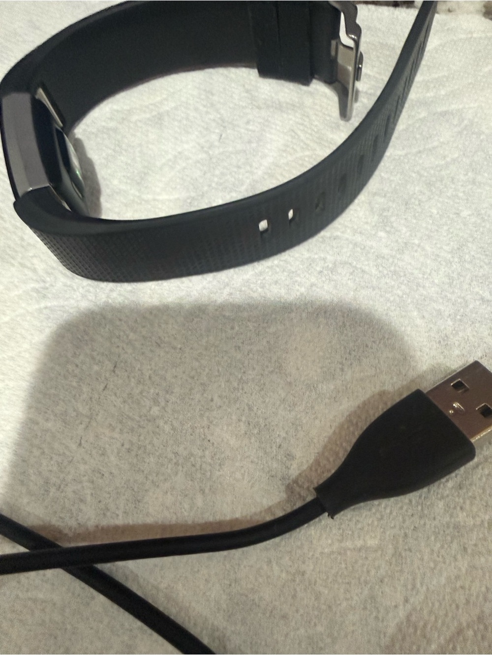 fitbit Black Fitness Tracker with USB Charger Cable